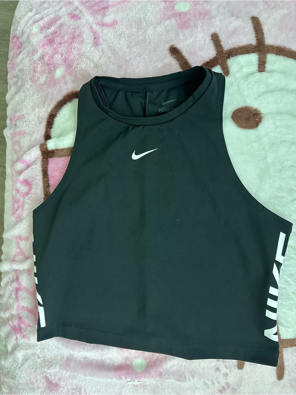 Nike Black Cropped Athletic Tank with White Swoosh